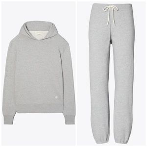 NWT Tory Burch / Tory Sport Relaxed French Terry Hoodie Sweats Set, Grey